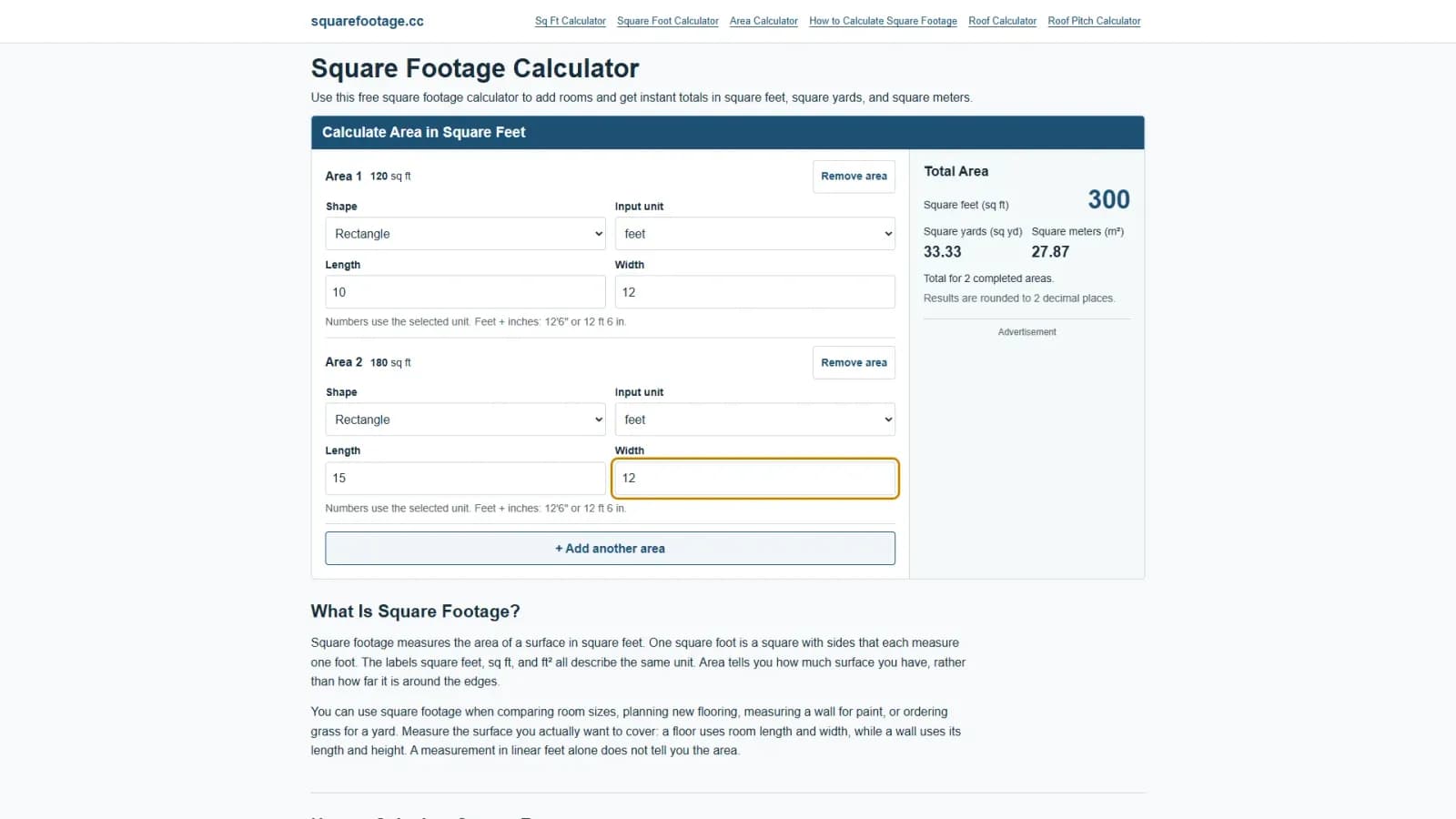 Square Footage Calculator - Product Image
