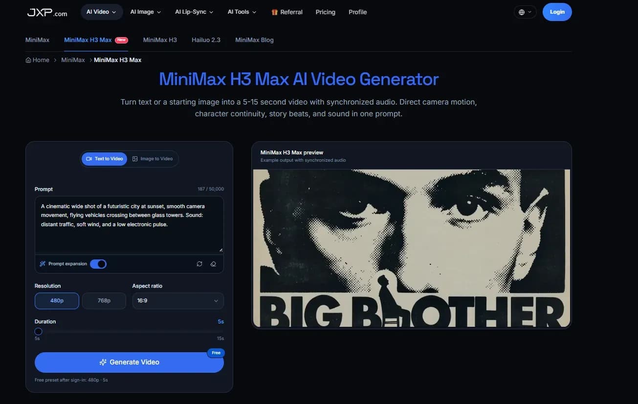 MiniMax H3 Max AI Video Generator - Product Image
