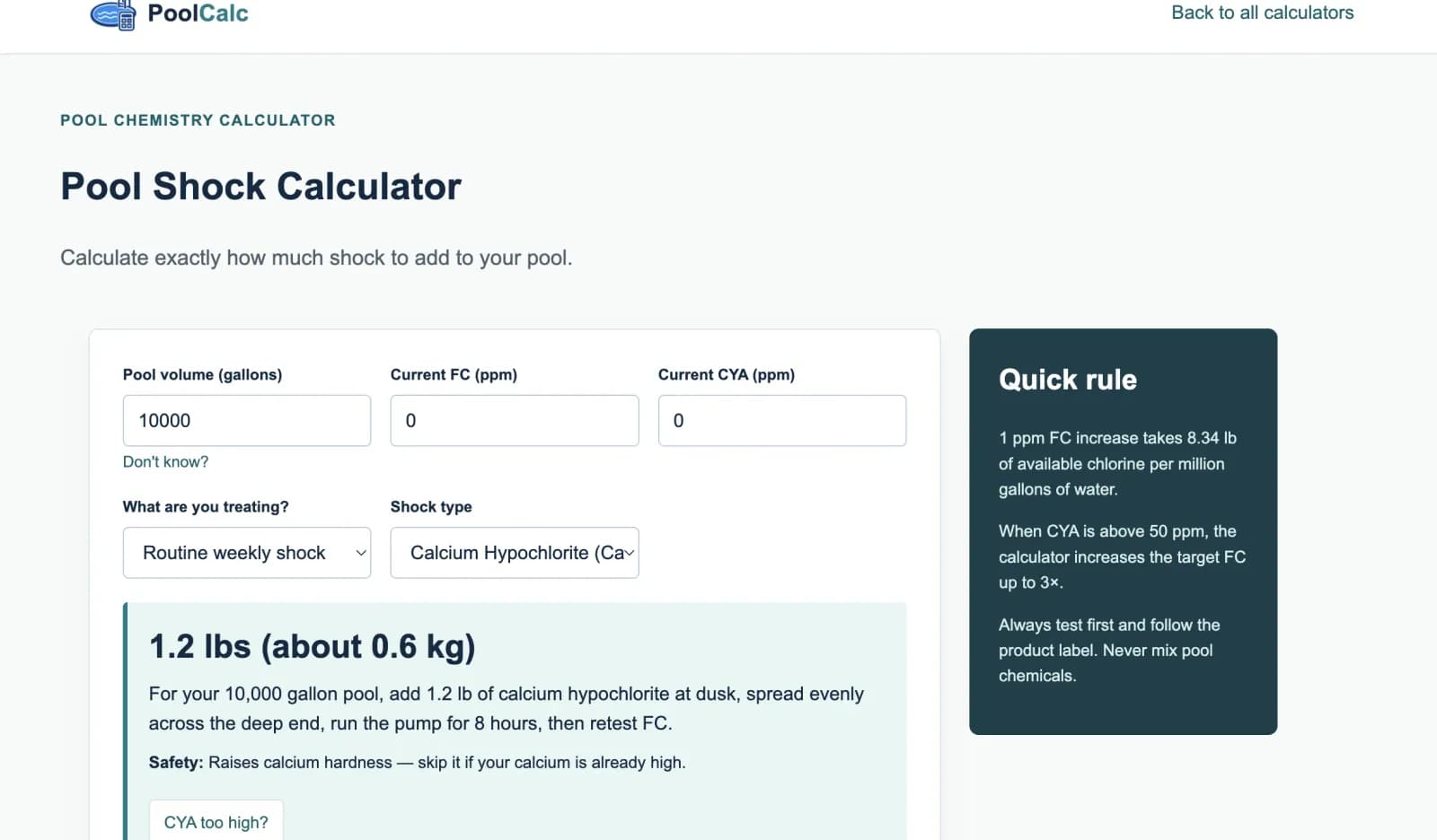 Get Pool Calculator - Product Image